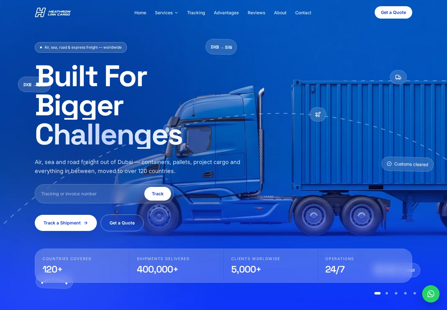 Heathrow Link Cargo · Website desktop website preview