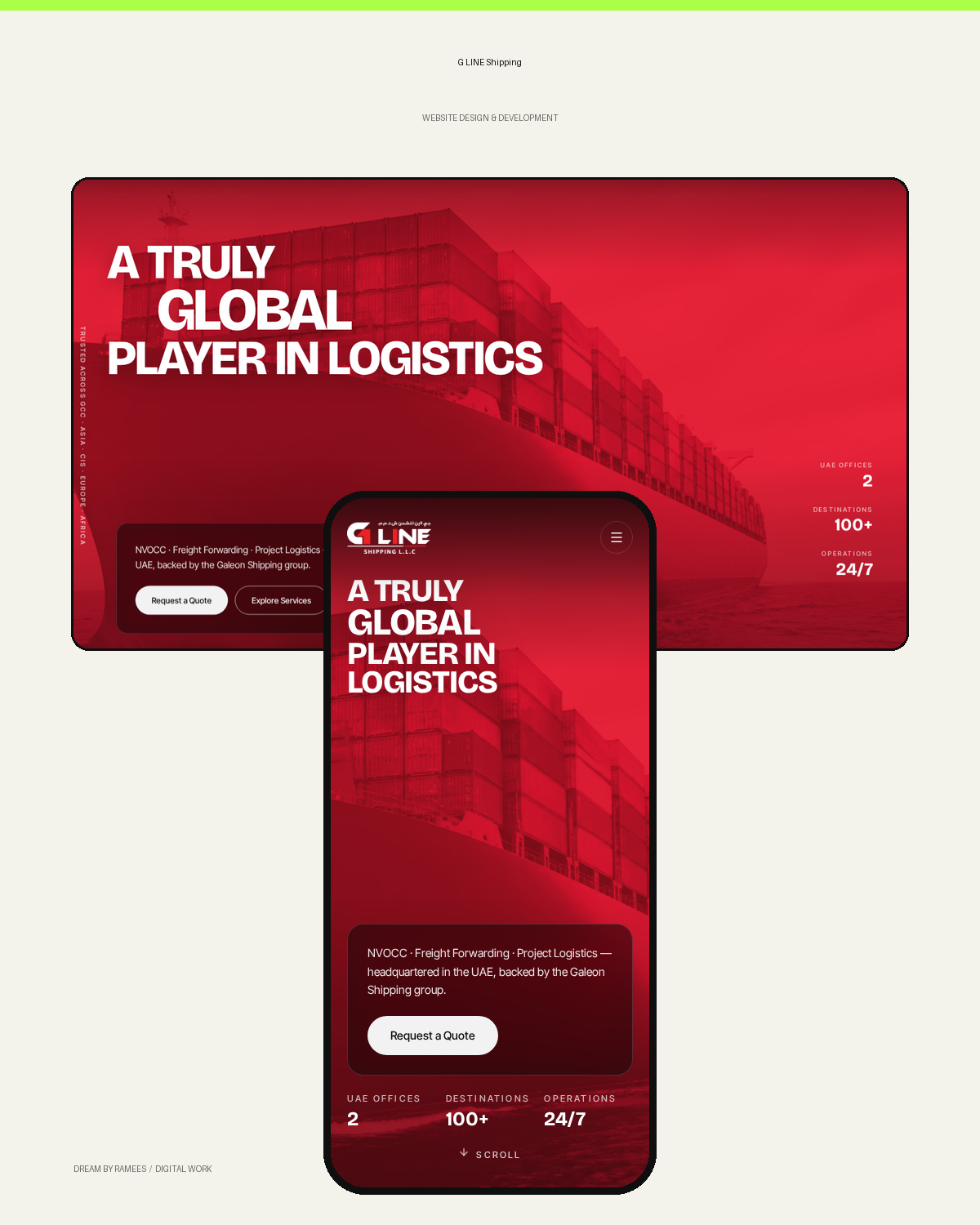 G LINE Shipping portrait website portfolio composition