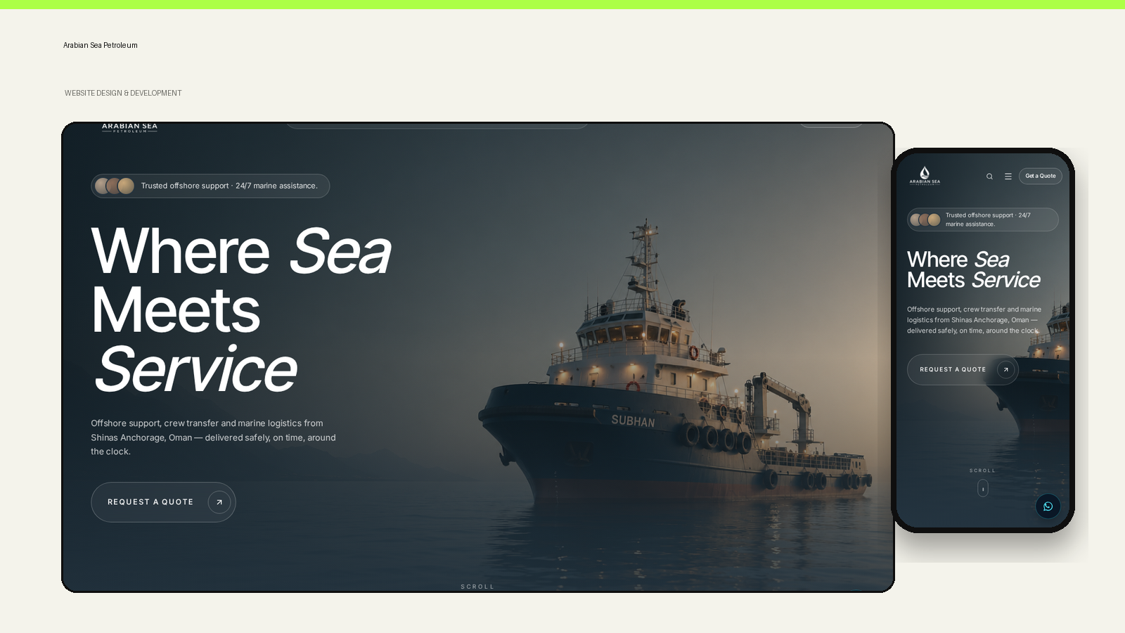 Arabian Sea Petroleum wide website portfolio composition