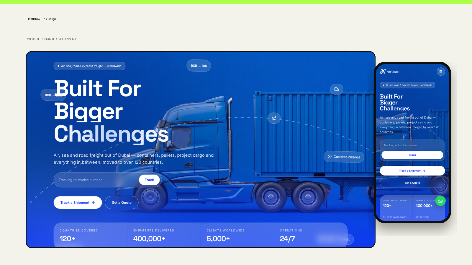 Heathrow Link Cargo · Website wide website portfolio composition